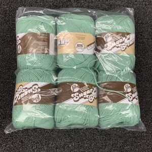 Lot Of 6 Spinrite Lily Sugar'n Cream Super Size Yarn, Jade Mist 4oz 190yds Each